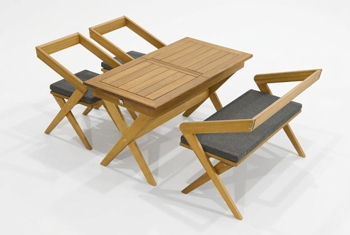 Dunkelbraune GartenmÃ¶bel Designer PolstermÃ¶bel 2x StÃ¼hle Sitzbank 4tlg
