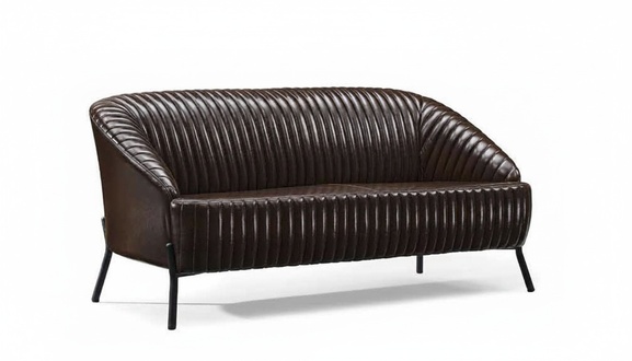 Dunkelbraunes Ledersofa LuxuriÃ¶se Wohnzimmer Polstercouch 2-Sitzer Neu