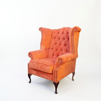 Echter Chesterfield Ohrensessel Sessel Couch Sofa Polster Sitz Lounge Samt Neu
