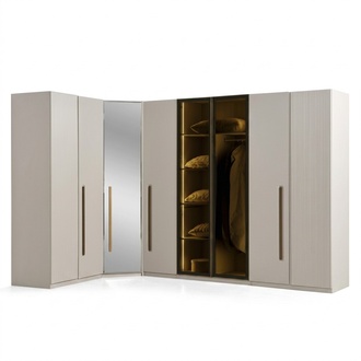Eckschrank Holz Beige Elegant Modern