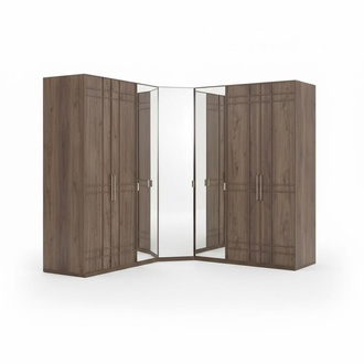 Eckschrank Kleiderschrank Schrank Braun Holz Spiegel 7 TÃ¼ren GroÃ
