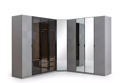 Eckschrank Kleiderschrank Schrank Luxus Holz Design MÃ¶bel Schlafzimmer Grau