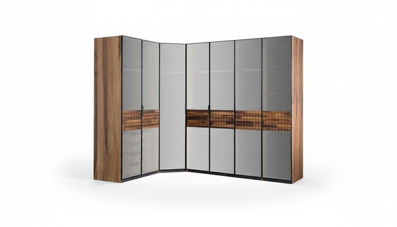 Eckschrank Schlafzimmerschrank Kleiderschrank Holz Braun Spiegel GroÃ