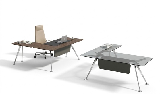 Eckschreibtisch BÃ¼rotisch Computertisch BÃ¼romÃ¶bel DesignermÃ¶bel Glastisch Neu