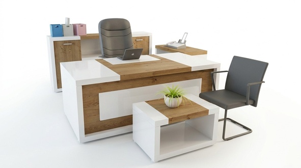 Eckschreibtisch BÃ¼rotisch Schreibtisch Couchtisch Aktenschrank BÃ¼romÃ¶bel 3tlg.
