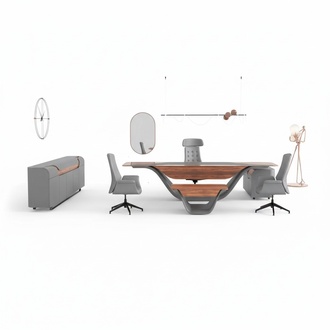 Eckschreibtisch Sideboard Couchtisch BÃ¼romÃ¶bel Arbeitszimmer Set Grau