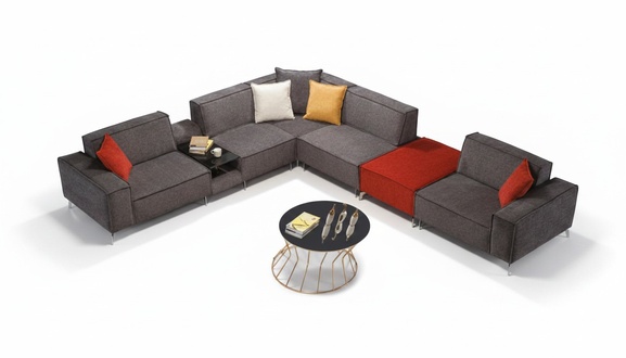 Ecksofa Couch Wohnlandschaft Graue Textil Couchen Sofa Polster