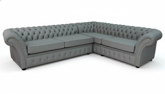 Ecksofa Graue Chesterfield Leder Sofa Couchen Polster Sitz Eck Garnitur