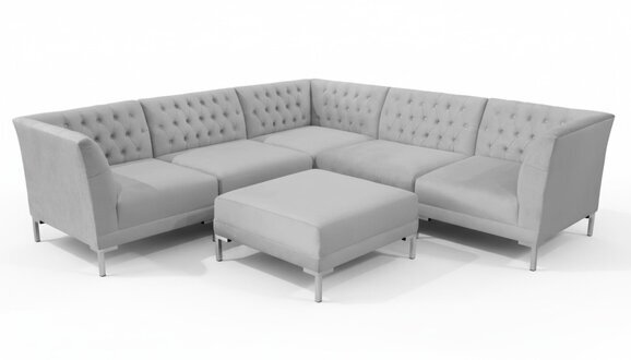 Ecksofa Hocker Grau Big Textill Stoff Chesterfield Sofas MÃ¶bel FuÃhocker Sofas