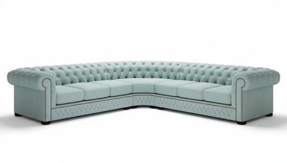 Ecksofa Ledersofa Blau Sofa Polster Eck Couch Garnitur Sitz Design