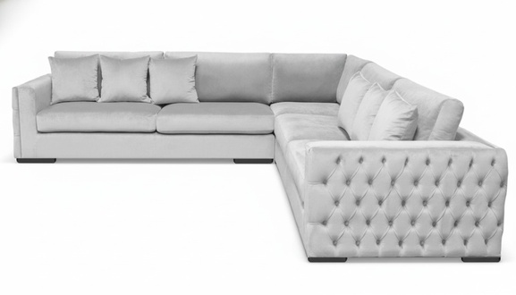 Ecksofa Silber Couch Eckgarnitur Polster Wohnlandschaft Samt Stoff MÃ¶bel Design
