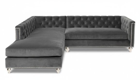 Ecksofa Wohnlandschaft Couch Eckgarnitur Polster Samt Stoff MÃ¶bel Design Grau