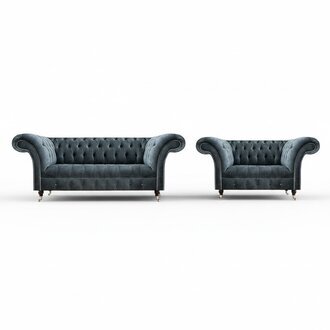 Edle Graue Chesterfield Sitzgarnitur Moderne Polstercouchen 2tlg Set