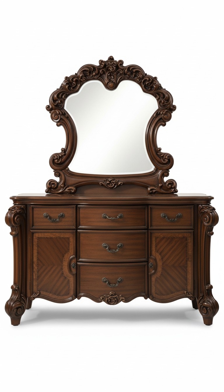 Edle Kommode Buffet Kommoden Schrank + Spiegel Barock Rokoko