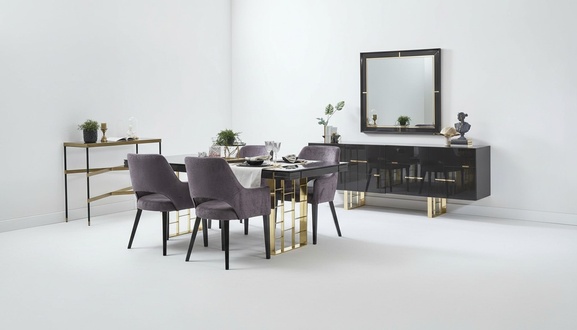 Luxus Essecke Esszimmer Essgruppe EsszimmermÃ¶bel Set 9tlg Holz Schwarz