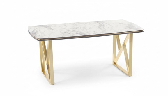 Eleganter Esstisch luxuriÃ¶sen goldenen Beinen rechteckige Holztischplatte