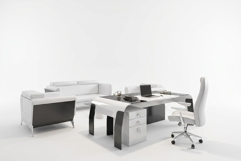 Eleganter weiÃer Holzarbeitszimmer-Set mit Schreibtisch und BÃ¼rostuhl