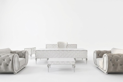 Elegantes Arbeitszimmer-Set mit weiÃen Holz-Textil MÃ¶beln