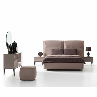 Elegantes Beiges SchlafzimmermÃ¶bel-Set aus Holz mit modernem Design