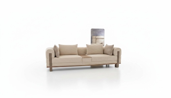 Elegantes Beiges Stoffsofa fÃ¼r Wohnzimmer im modernen Stil