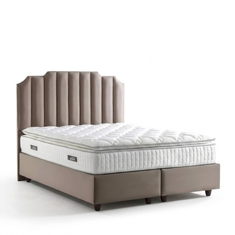Elegantes Bett mit Matratze aus Textil in Beige fÃ¼r modernes