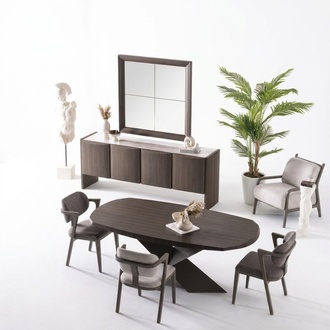 Elegantes braunes Esszimmer Set aus Holz mit Esstisch, StÃ¼hlen