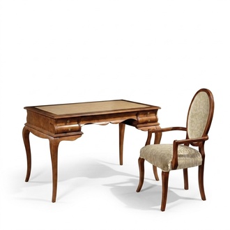 Elegantes Schreibtischset brauner Stuhl MÃ¶bel in hoher QualitÃ¤t