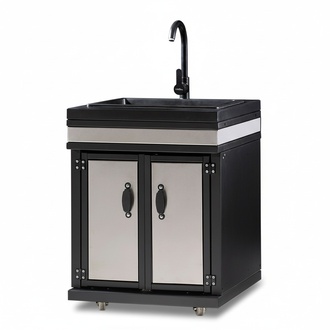 Elegantes silbernes AuÃenkÃ¼chenmodul aus MDF und Edelstahl
