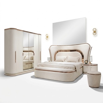Elegantes weiÃes Schlafzimmer-Set aus Holz mit Bett, Nachttischen