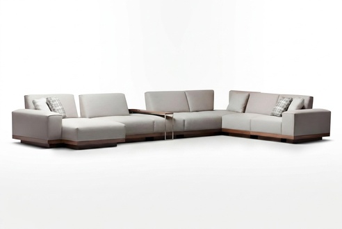 Elegantes weiÃes Stoff-Ecksofa im modernen Design