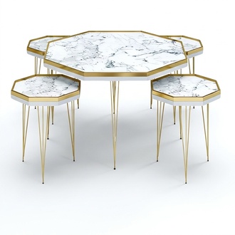 Elegantes weiÃes Wohnzimmer-Set aus MDF und Edelstahl in modernem Stil