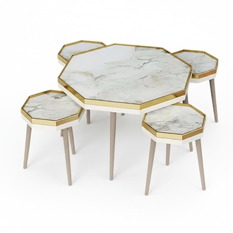 Elegantes weiÃes Wohnzimmer-Set aus Holz und Edelstahl
