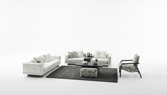 Elegantes weiÃes Wohnzimmer Set aus Holz und Textil