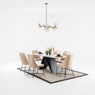 Essgarnitur Essgruppe Möbel Gruppe Esszimmer Esstisch 6x Stuhl Garnitur 7tlg