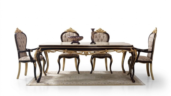 Essgruppe Essecke Esszimmer Esstisch StÃ¼hle Holz 9tlg Braun Barock