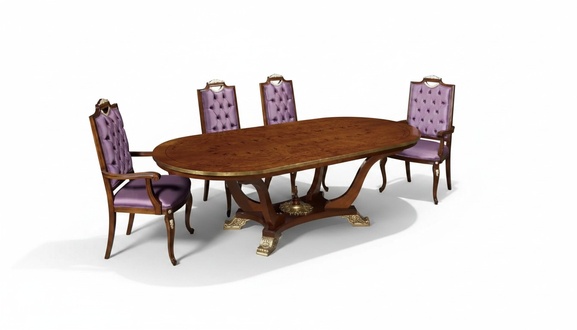 Esstisch 4x StÃ¼hle Klassische Esszimmer Garnitur 5tlg. Set Oval Tisch