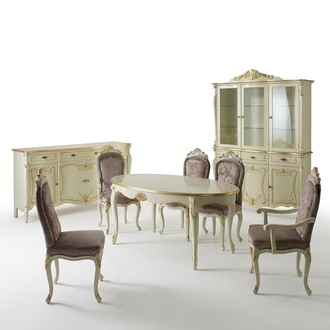 Esstisch 5x StÃ¼hle Vitrine Kommode Komplettes Esszimmer Garnitur 8tlg MÃ¶bel Neu