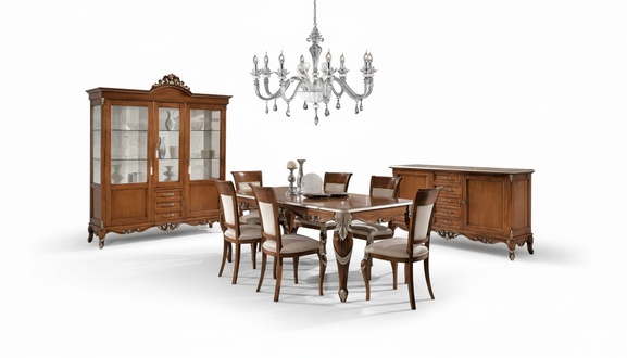 Esstisch 6x StÃ¼hle Esszimmer Essgruppe Klassischer Sideboard 9tlg Set