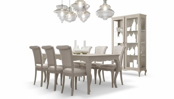 Esstisch 6x StÃ¼hle Vitrine 8tlg. Esszimmer Gruppe Garnitur Sitzgruppe