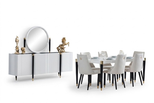Esstisch 6 StÃ¼hle Kommode Spiegel Komplettes Esszimmer Garnitur 9tlg Neu Set