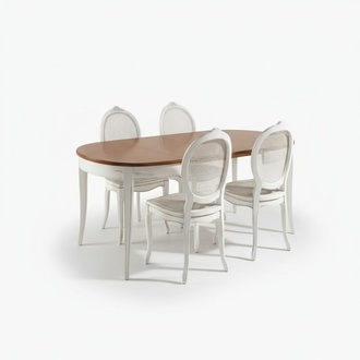 Esstisch Garnitur Ovaler Tisch Essgruppe Esstisch mit 4x StÃ¼hle Esszimmer