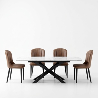 Esszimmer Design MÃ¶bel Stuhlgruppe Tisch + 4 Lehn StÃ¼hle 5 tlg. Set