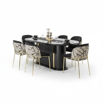 Esszimmer Esstisch Stuhl 6x Stühle Tisch Tische Metall Ess Gruppe Set 7tlg. Neu