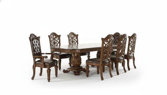 Esszimmer Garnitur 9tlg. Set Barock Rokoko Tisch 8x StÃ¼hle Stuhl Gruppe