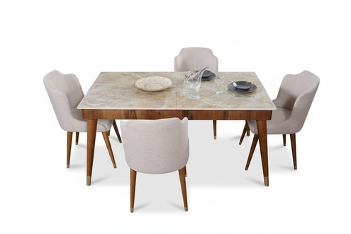 Esszimmer Holz Tische Essgruppe Set Stuhl Gruppe Neu Tisch 4x Design Stühle 5tlg