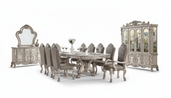 Esszimmer Komplette Garnitur Tisch Anrichte 10x StÃ¼hle Set Vitrine Barock 14tlg.