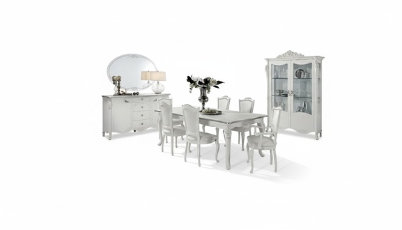 Esszimmer Set Esstisch 6x StÃ¼hle Kommode Vitrine Gruppe Garnitur Itanien 9tlg.