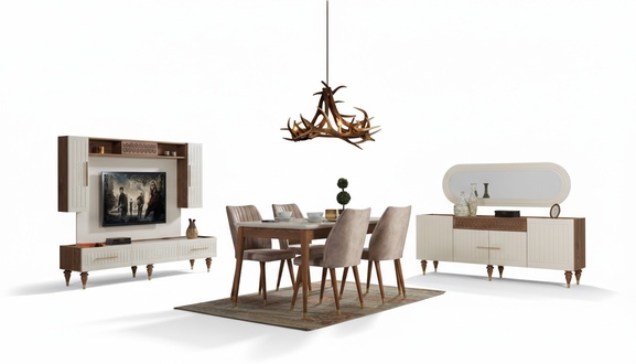 Esszimmer Set Komplett Set Tisch 4x Stühle Ess Gruppe Holz 11tlg braun