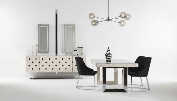 Esszimmer set Luxus Esstisch 4x StÃ¼hle Sideboard modern Spiegel Hochwertig MÃ¶bel
