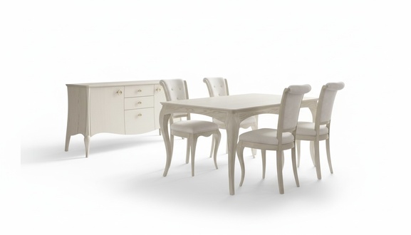 Esszimmer Set WeiÃ Esstisch Luxus 4x StÃ¼hle Elegantes Design Neu 6tlg.